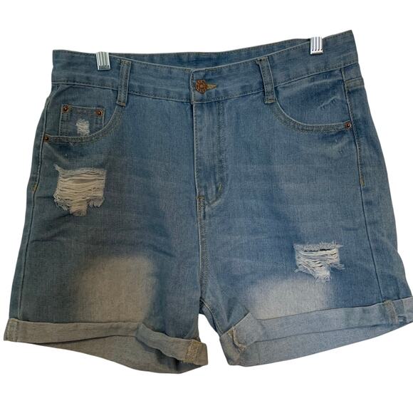 Jean shorts distressed new no tags XL light wash - Picture 1 of 7